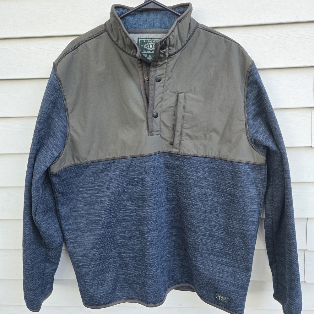 G.H.Bass & CO Men's Blue and Gray Pullover Jacket Size XL